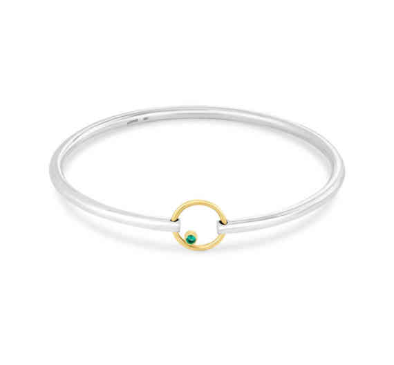 Moving Circle Emerald Bangle